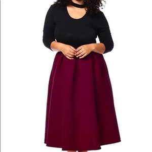 Burgundy calf skater skirt